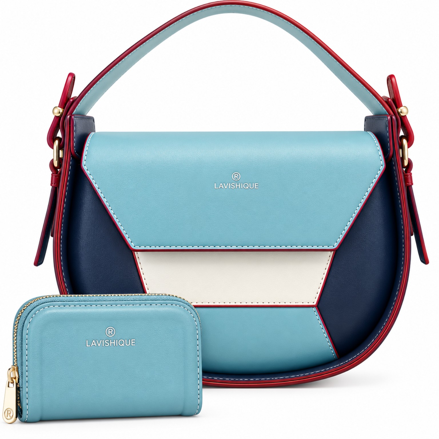 LÉONIE — Rivage, sac et pochette de face sur fond blanc